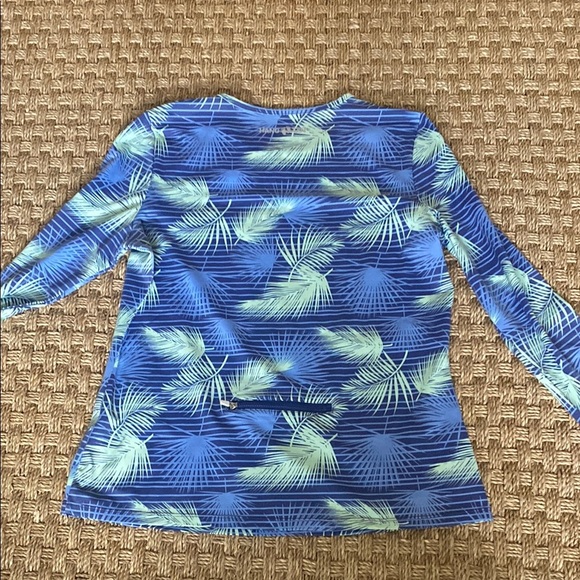 Hang Ten Blue and Green Palm Leaf Pattern Rash Guard sz Med - Picture 7 of 10